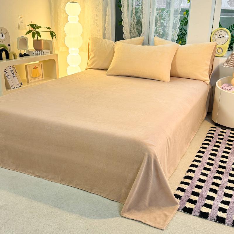 Thickened Milk Fleece Solid Color Contrasting Color Double-Spell Four-Piece Set