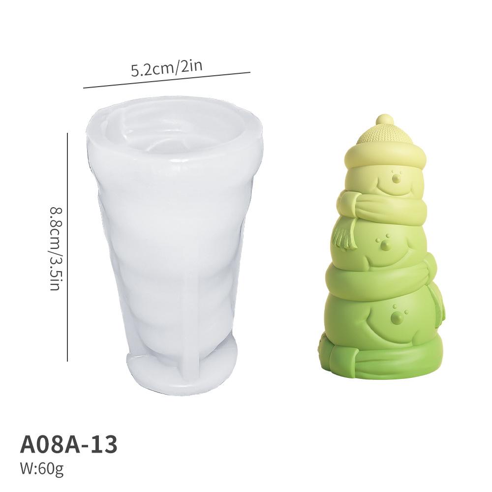 DIY Christmas Tree Aromatherapy Candle Silicone Mold 3D Christmas Deer Dwarf Kitten Snowman Gypsum Wax Mold for Christmas Decor