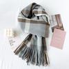 Women S Blue Plaid Faux Cashmere Scarf Warm Neck Wrap For Winter