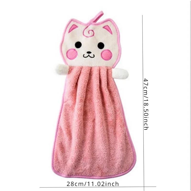 Cartoon Cat Hand Towel Thickened Kitchen Bathroom Coral Velvet Cloths Towels Home Quick Drying Children Cleaning Dishcloth New