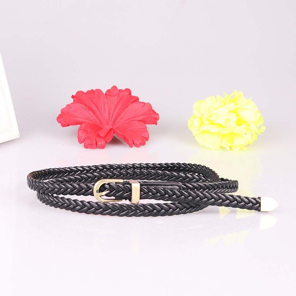 Thin Hand-woven Casual Retro Girls Waist Belt Braided Belts Pin Buckle Waistband
