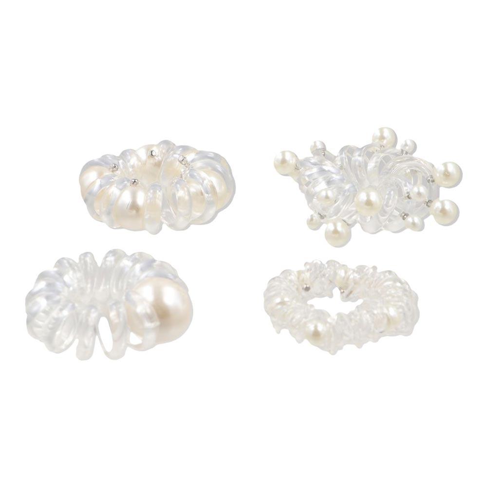 TPU Transparent Hair Ring Elastic Pearl Ponytail Holder Vintage Telephone Line Hair Rope  Daily