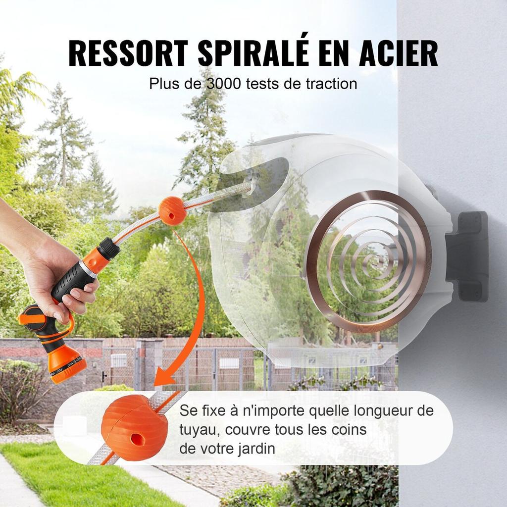 Retractable Hose Reel Water Hose Reel 115'x1/2" 180° Swivel Wall-Mounted