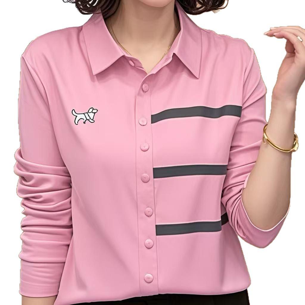 2025 Minimalist Slim Fit Women's Shirt: Spring/Autumn, Polo Collar