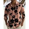 Herrenbluse mit Blumenprint, langen Ärmeln und Kragen für Urlaub und Freizeit, Strandreise-Trend, Herrenbekleidung
