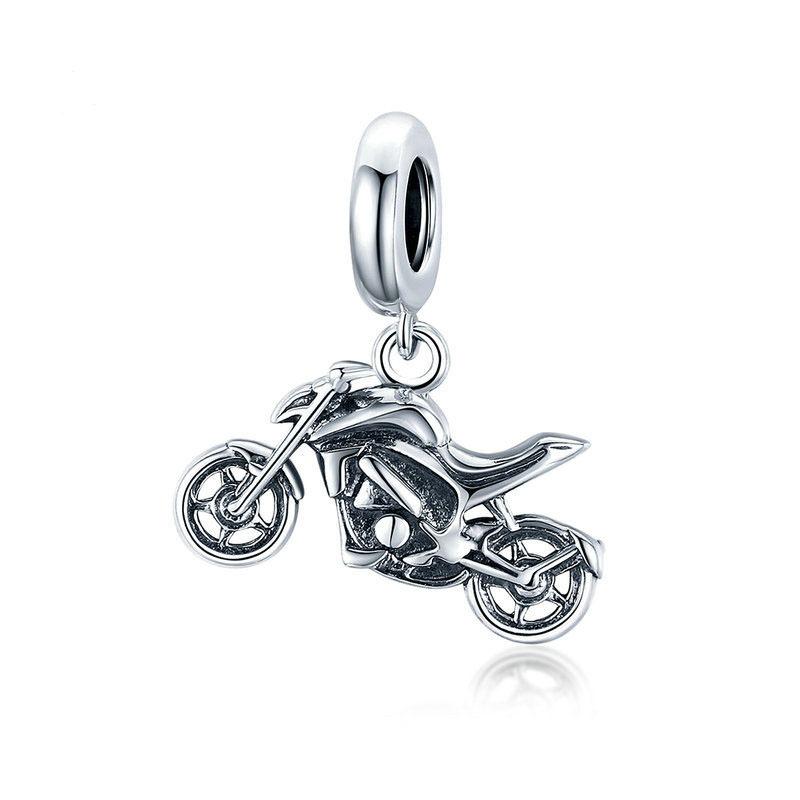 S925 Sterling Silver Pink Black Motorcycle Car Bike Dangle Charm Bead Fit Original  Bracelet Pendant DIY For Women Jewelry