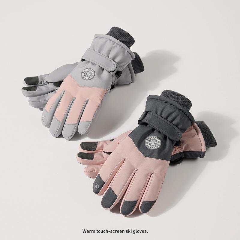 Men and Women's Winter Ski Gloves Original Standard Plus Velvet Thick Warm Waterproof Cold Winter Motorcycle Riding Electric Bike