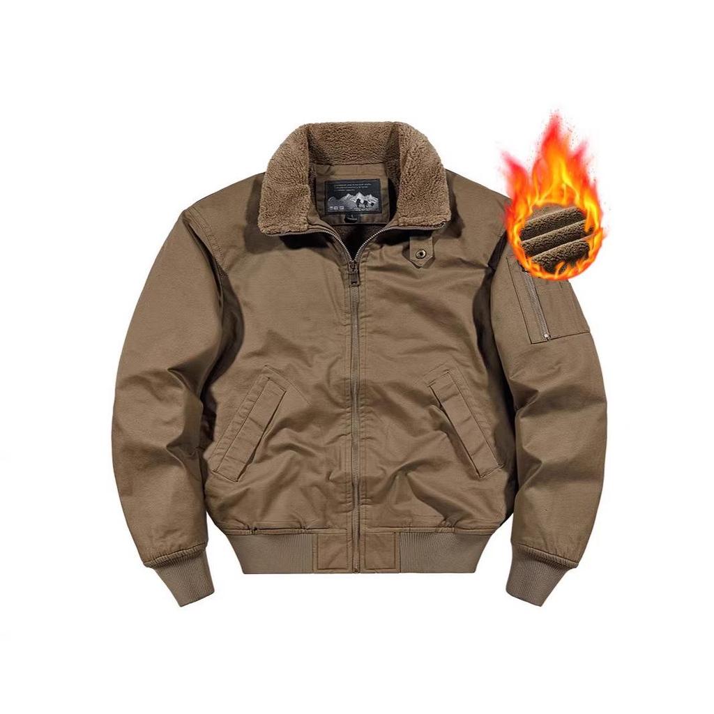 Men's Winter Fleece-Lined Bomber Jacket: Warm and Stylish Cotton Outerwear