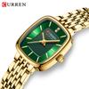CURREN Fashion Quartz Women Watch Simple Elegant Square Dial Gold Stainless Steel Strap Waterproof Leisure Business Watches