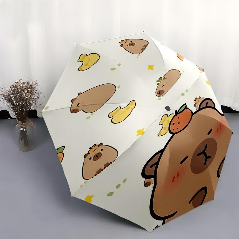 Capybara Themed Travel Umbrella-8 Ribs Automatic Opening and Closing, Portable Folding Design, Compact and Stylish Umbrella Suitable for Out