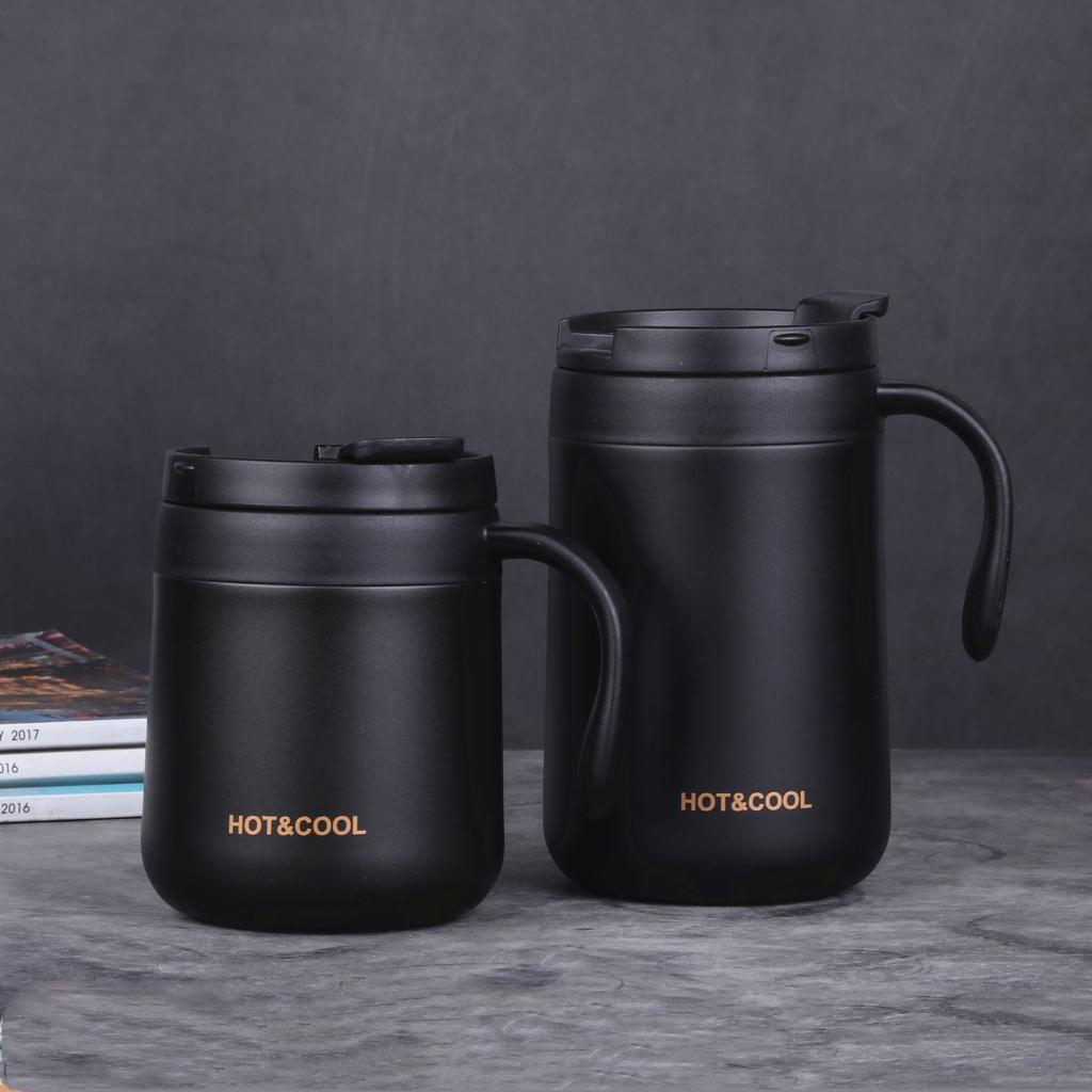 350ml/500ml Stainless Steel Coffee Thermos Mug Cold and Hot Thermal Water Bottle with Handgrip Office Vacuum Flask Tea Cup