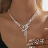 Französischer Leichter Luxus Wassertropfen Diamant Fransen Ohrringe Halskette Set Temperament Mode Schlüsselbeinkette Nische High-End Schmuck