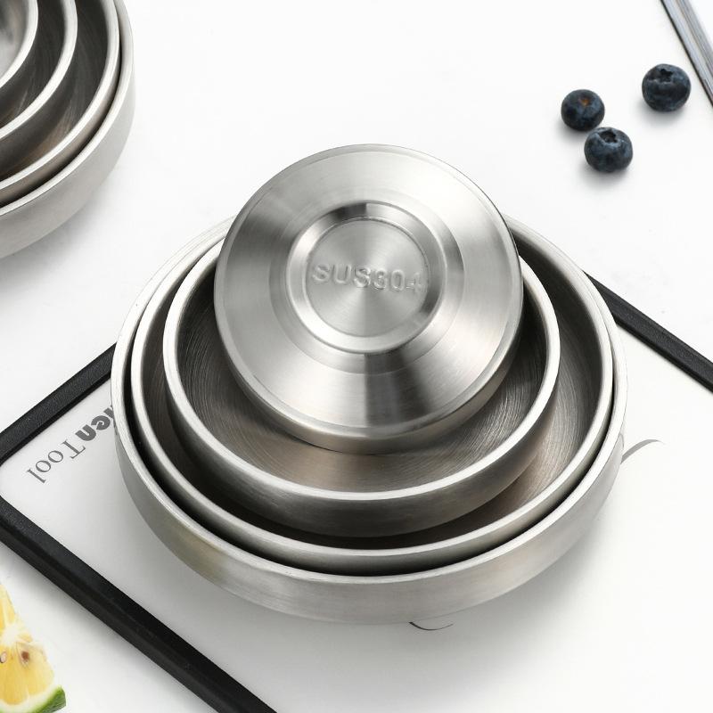 Flat 201/304 Stainless Steel Dish Plate Cooking Noodles Bowl Thickened Dinner Plate Seasoning For Kitchen Restaurant Tableware