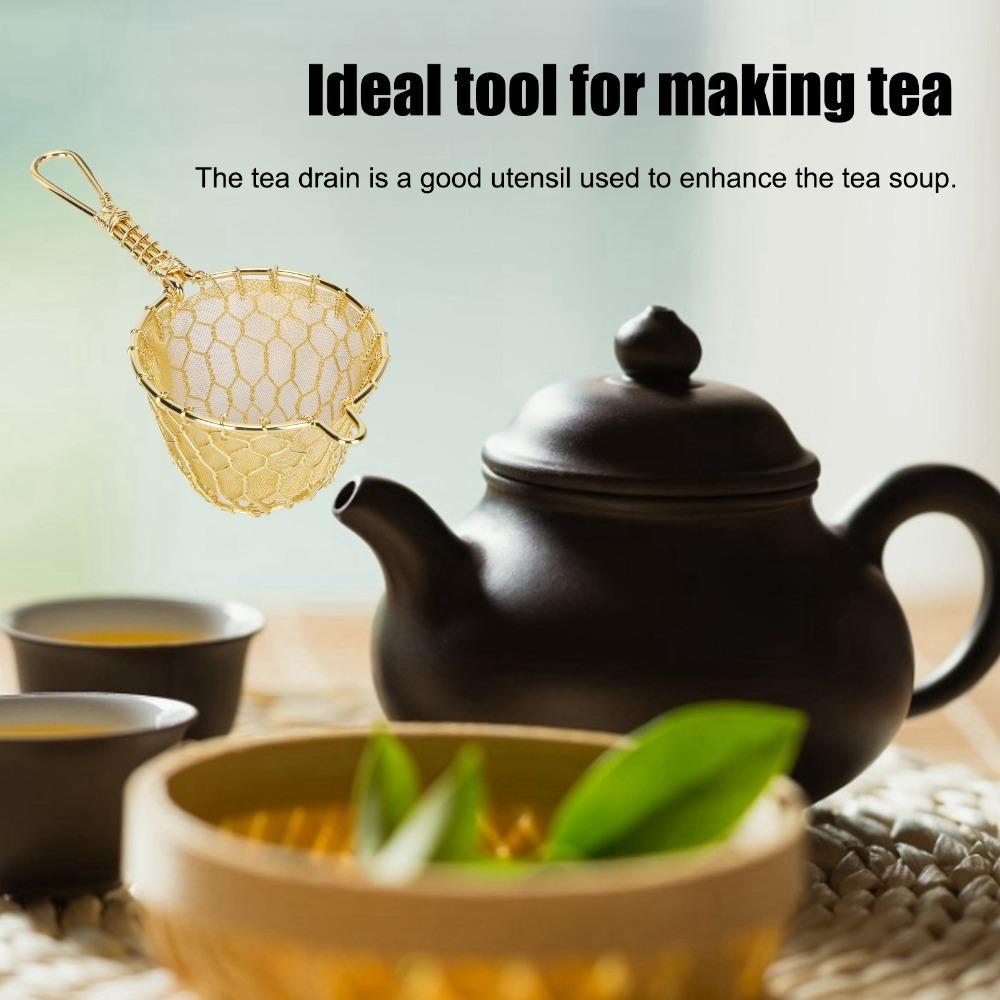 Long Handle Tea Infuser Strainer Copper Material Reusable Tea Infuser  For Tea Dregs Filtering