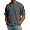 Haut d'été pour homme à col rond et fente à l'ourlet Chemise décontractée de sport à manches courtes pour homme