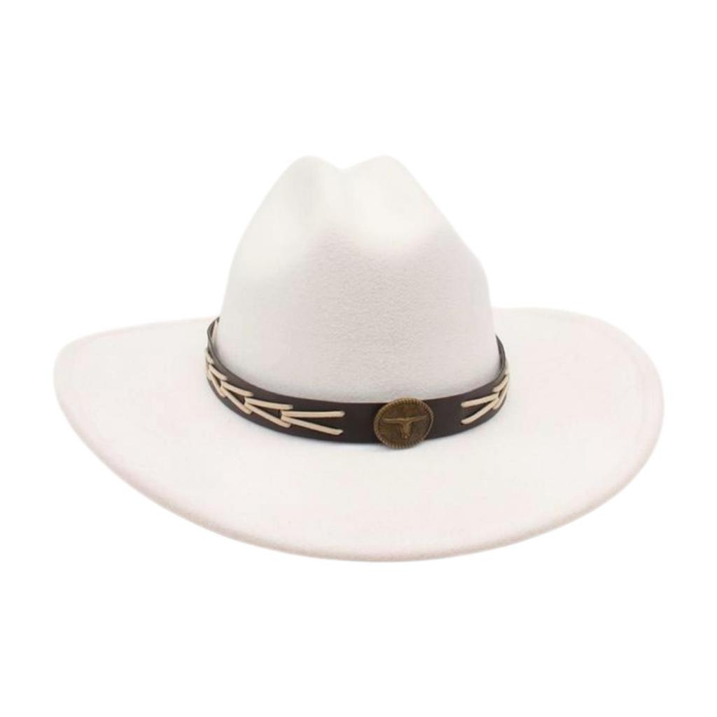 Ladies Shopping Concave Shape Internet Celebrity Top Hat New Fashion Simple Cowboy Hat One Word Top Wide Brim Woolen Jazz Hat