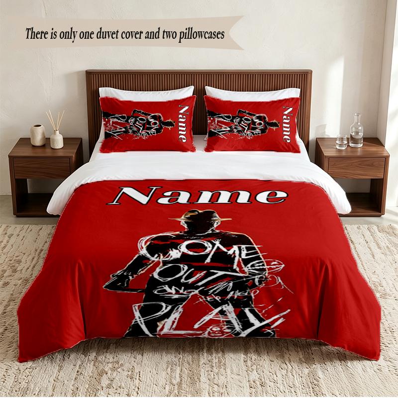 Freddy Krueger Personalized Custom Name 3‑Piece Bedding Set Soft Duvet Cover Set For Bedroom Home Decor