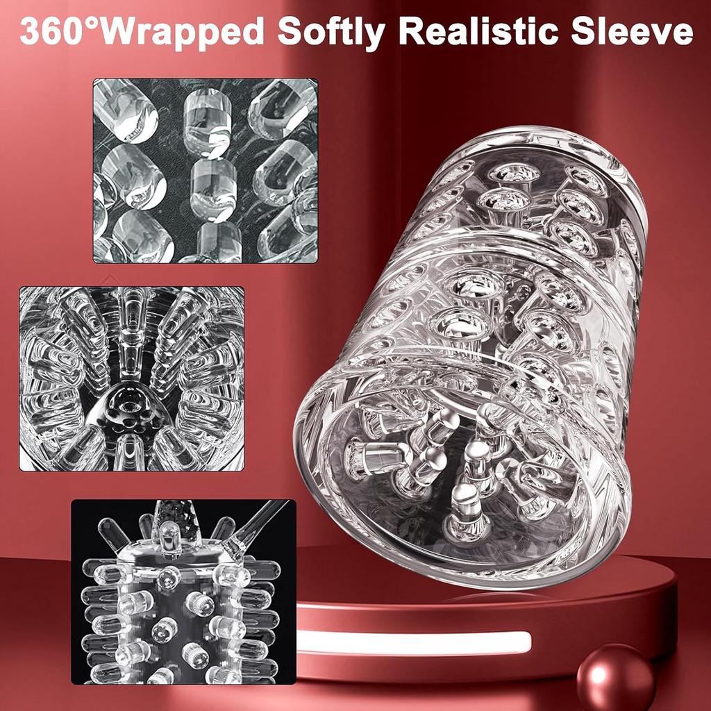 Penis Pumps Male Sex Toys Male Sex Toys with Upgrades 6 Vacuum Pumps 7 Rotating 7 Sucking 7 Licking Pocket Pussy LCD Display Pumps and Enlargers