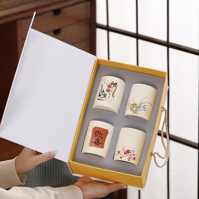 Beige Ceramic Master Cup Xiaoshenlong Single Cup Kung Fu Tea Set Tea Cup Personal Special Large-Capacity Tea Cup Gift Box