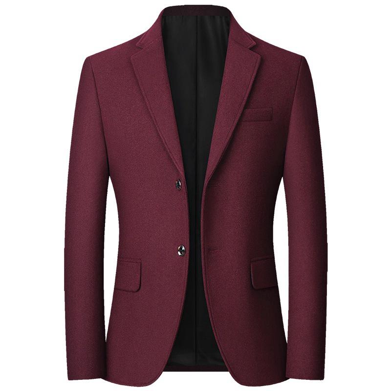 New Men's Wool Blend Business Casual Suit Jacket for Autumn and Spring - Iron-Free, Perfect for Middle-Aged Dads