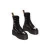 Dr. Martens Leather Round Toe Lace-Up Short Martin Boots Women boots Black 30964001