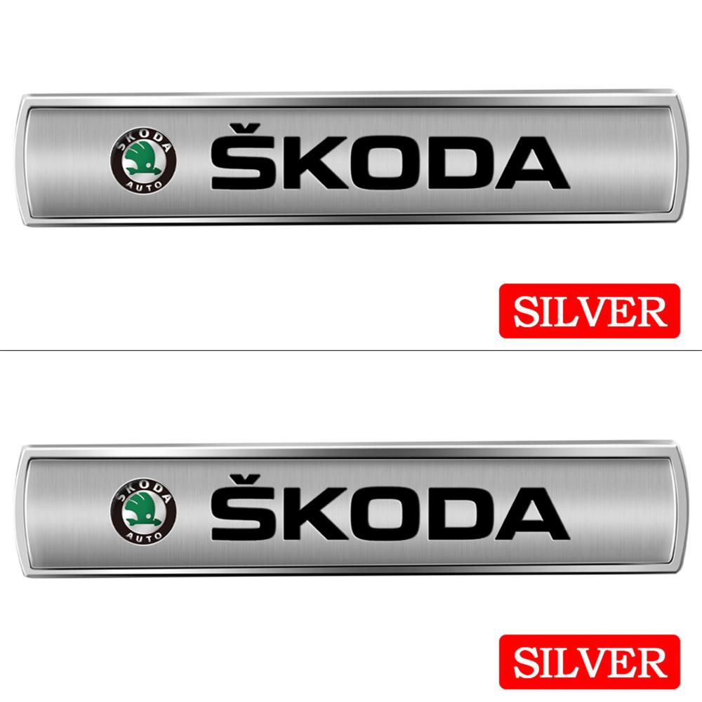 ADT1 Car Metal Logo Car Body Fender Side Window Stickers Trunk Badge For Skoda Rapid Scala Kodiaq Fabia Kamiq Karoq Octavia 3 A5 A7