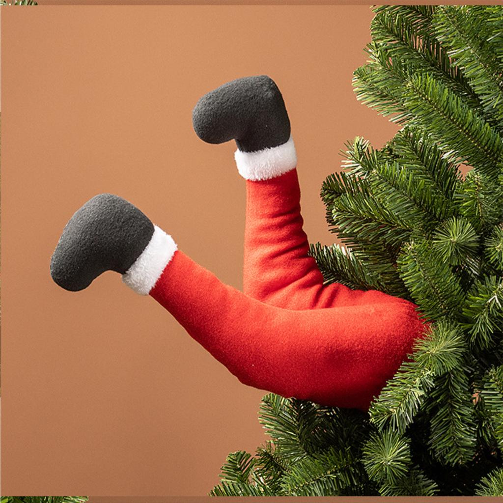 Creative Christmas Tree Decoration, Funny   Legs, Shopping Mall Scene Arrangement, Dolls, Figurines And Props