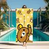 R-Rilakkuma Yellow Polka Dot Beach Towel, Cute Cartoon Bear Quick Dry Towel, for Swimming Pool, Travel, Camping and Daily Use