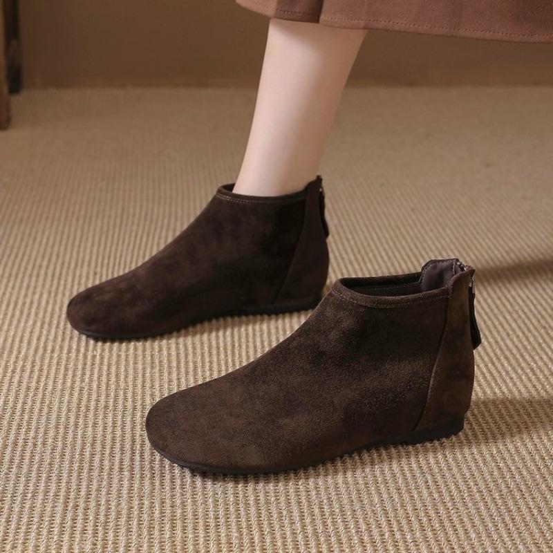 

Western Maillard Booties Women 2026 New Winter Fleece Brown Skinny Boots French Flat Boots 39
