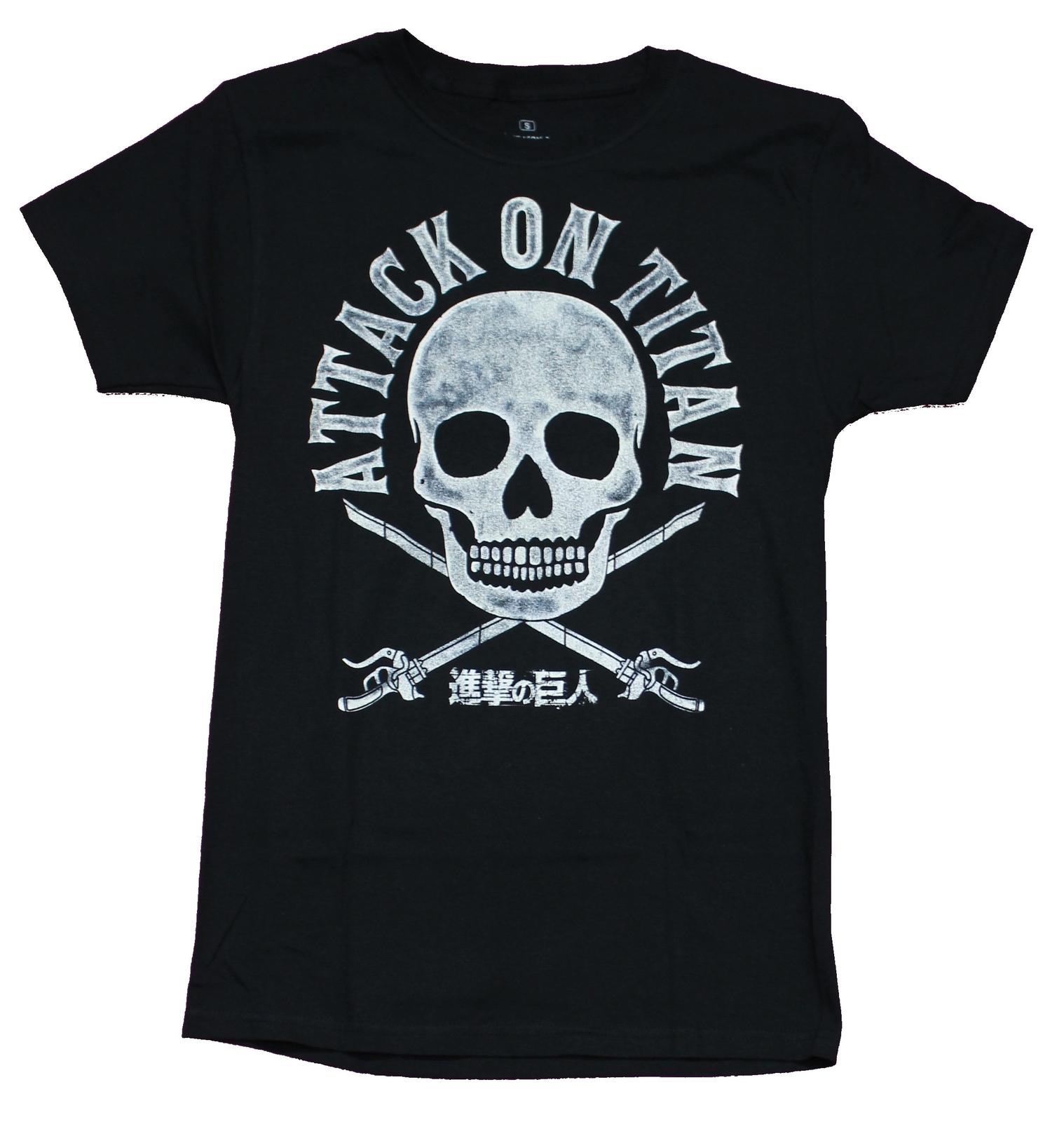 Attack on titan Mens T-Shirt - Skull Crossed Sword Image S