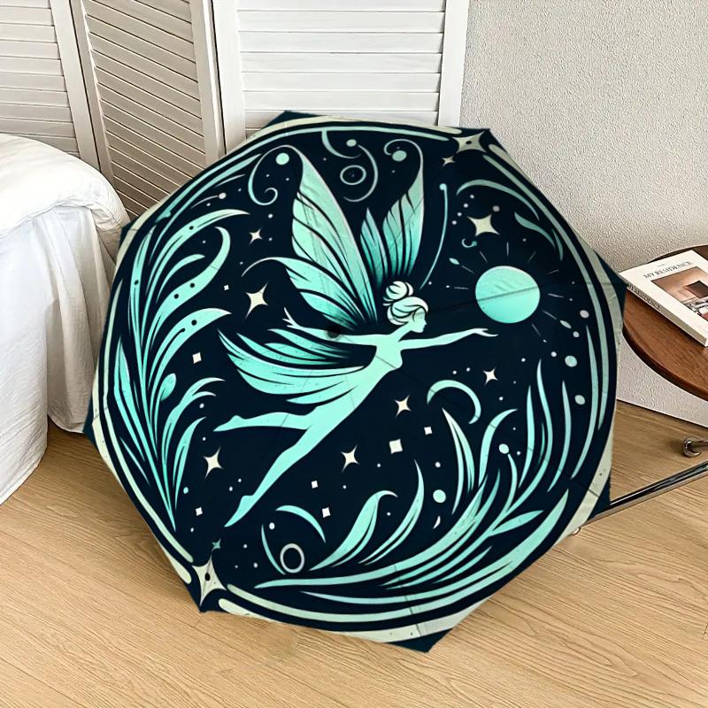 1pc Fairy Moonlit Night Celestial Dance Umbrella with Plastic Handle,Suitable for All Seasons Home Travel Outdoor UmbrellaDD1153