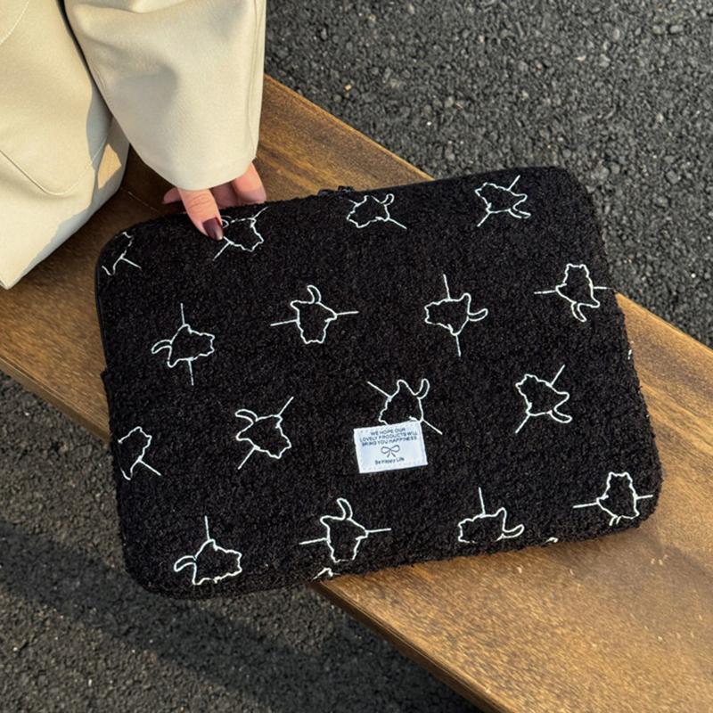 Plush Laptop Sleeve Case 13/14 Inch Notebook Bag For Macbook Air Pro Lenovo Hp 11 Inch Tablet Pouch For Ipad Portable Bag