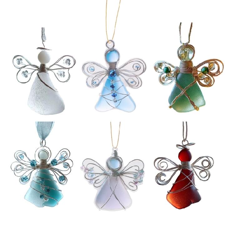 Multicolored 2D Flat Angelic Pendant Christmas Tree Acrylic Hanging Ornament for Festives Holiday Decors Charm Gifting