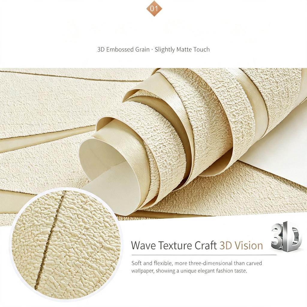 Luxury 3D Water Ripple Wallpaper Premium Suede Non-Woven Wall Covering, Breathable & Eco-Friendly TV Background, Living Room, Bedroom Decor (Unpasted)