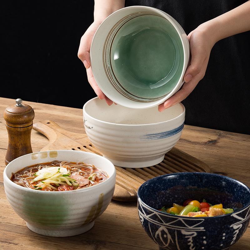 Japanese-Style Japanese-Style Ramen Bowl, Retro Soup Bowl, Large-Capacity Instant Noodle Bowl, High-Value Salad Bowl, Ceramic Rice Rice Rice Bowl