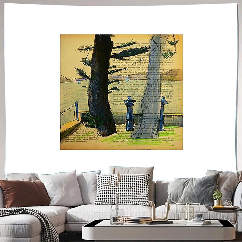 Винтажный ботанический гобелен настенный декор природа цветок папоротник лес темная академия декор комнаты эстетичный декор стены общежития 70x100cm28x39in