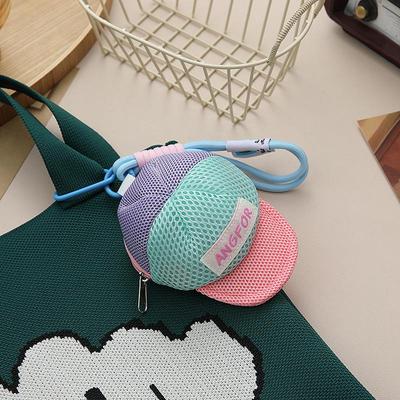 Dopamine-Colored Net Bag Travel Storage Bag Sun Hat Loose Change Coin Bag Earphone Bag Keychain