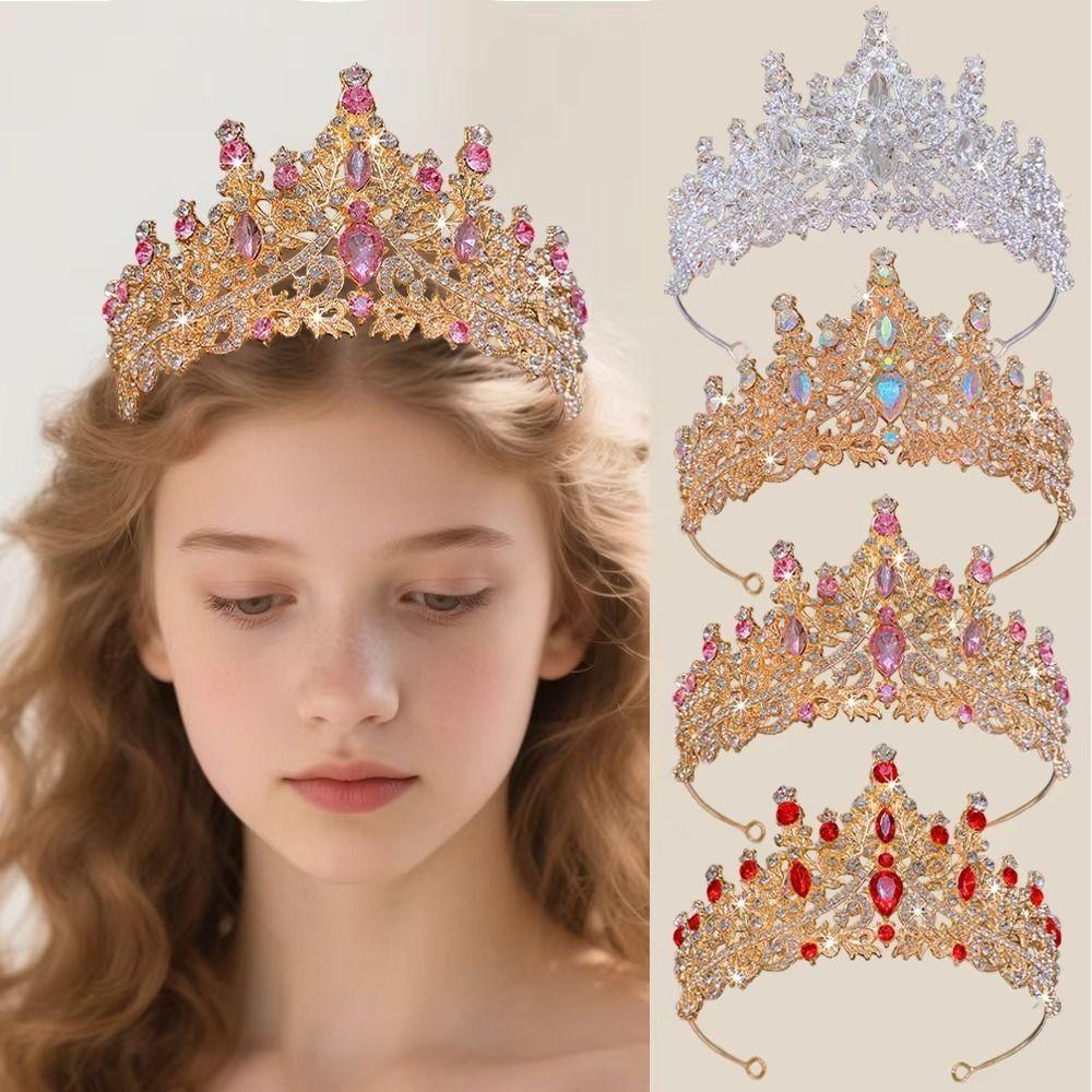 Hair Jewelry Baroque Crystal Crowns Shiny Ornament Princess Crown Rhinestone Diadem  Wedding