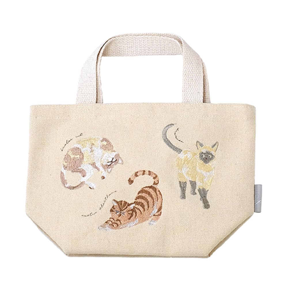 

Kei Embroidered Mini Tote Bag, Cat-Covered, 275 x 105 x 185 (290) Hmm, IT003-16