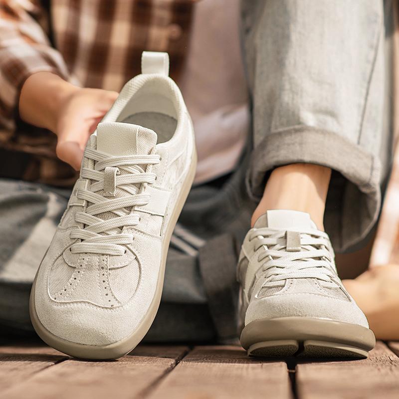 Spring New Men'S Casual Shoes Solid Color Leather Upper Breathable Mesh Non Slip Sole Casual Daily Wear 39-44