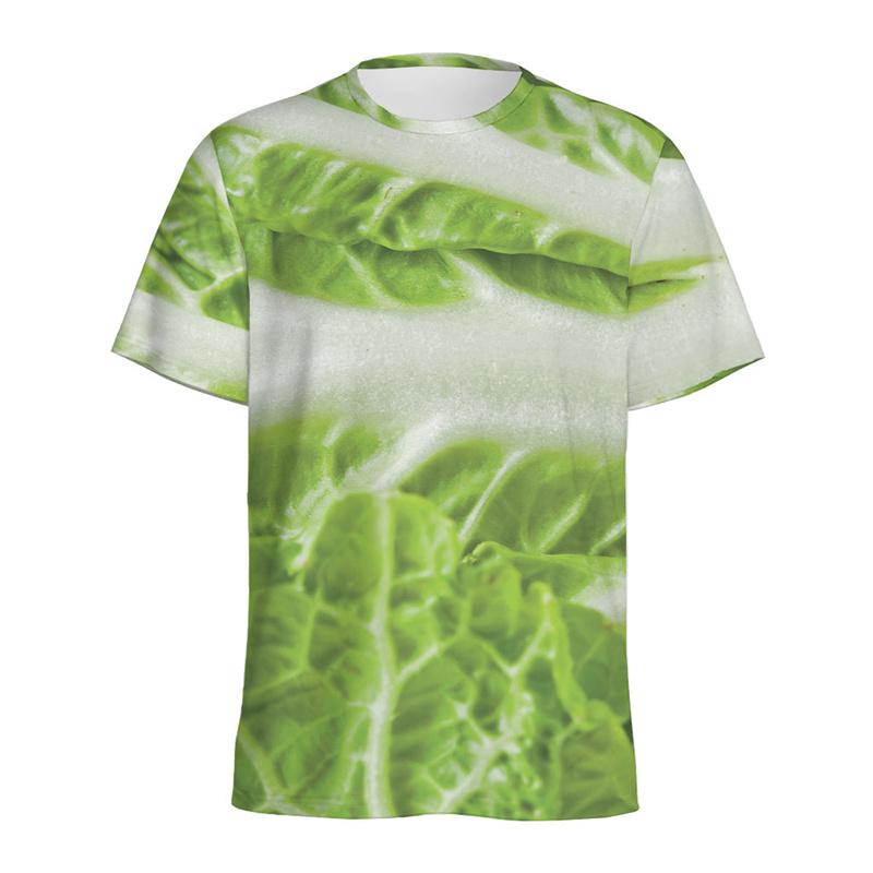 Chinese Cabbage Leaf Pattern T-shirt For Men 3D Printed Vegetables Tees Street Loose Short Sleeve Tops Round Neck T Shirts
