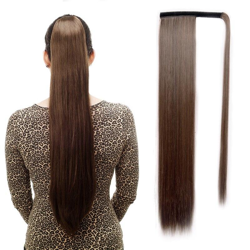 MISS WIG Long Straight Clip In Hair Tail False Hair Ponytail Hairpiece With Hairpins Synthetic Hair Pony Tail Hair Extension