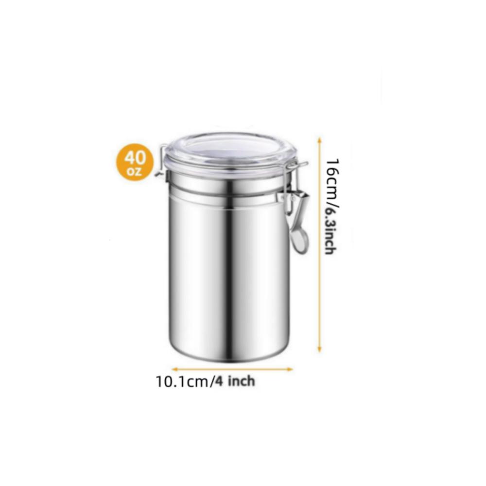 1ks/4ks Nerezová vzduchotěsná sada dóz na potraviny s průhledným víkem, Sady nádob pro kuchyňskou linku na cukr, mouku