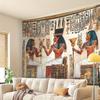 2D Vintage Egyptian Pharaoh Mural Wallpaper, Hieroglyphic Print Wall Covering for Living Room & Office