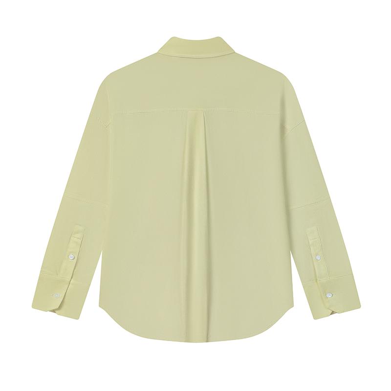 Fila Lifestyle White Series Versatile Fashion Simple Sports Casual Long Sleeve Shirt Women Shirts Yellow F11W523408F-MT