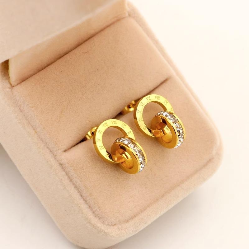 Whole Body Titanium Steel Electroplated 18K Roman Numerals Double Ring Necklace Light Luxury Titanium Steel Collarbone Chain Pendant Price