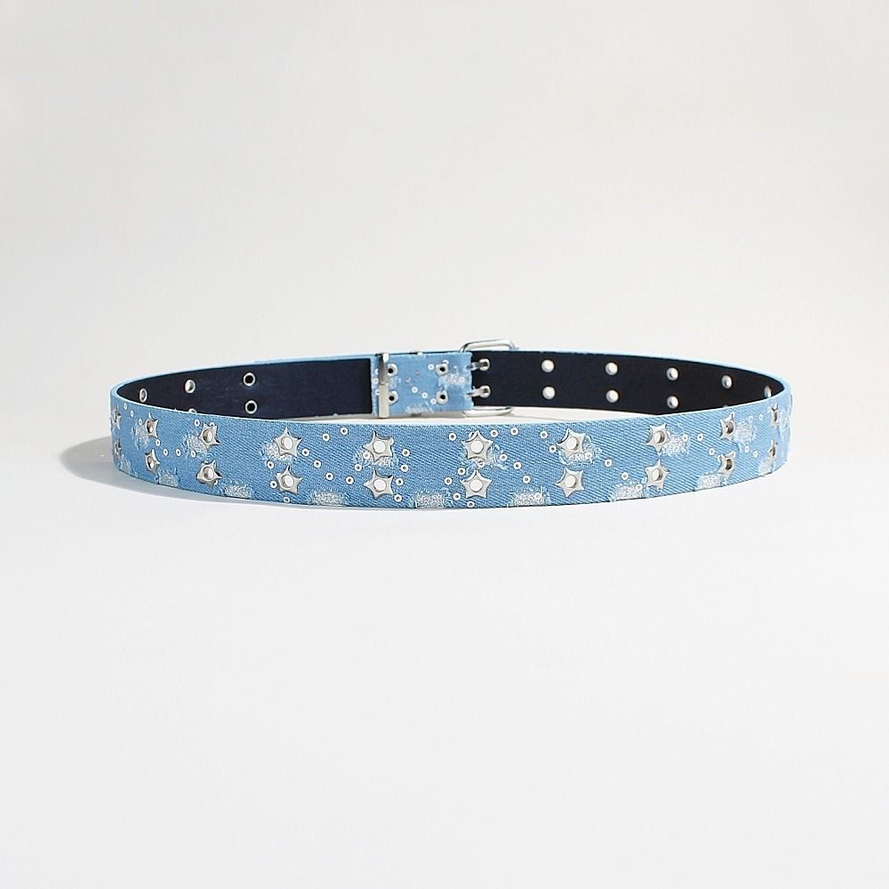 Vielseitiger Breiter Ledergürtel Luxuriöses Design Stern Ausgeschnitten Gürtel Mode Punk Denim Taillenband