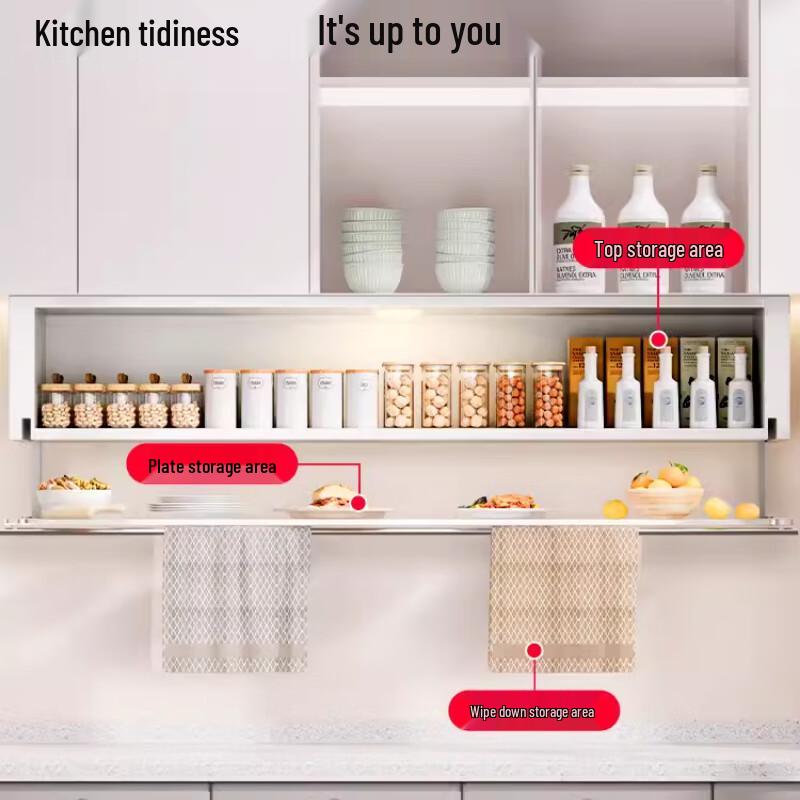 Under-Cabinet Pull-Down Storage Shelf with Sensor Light