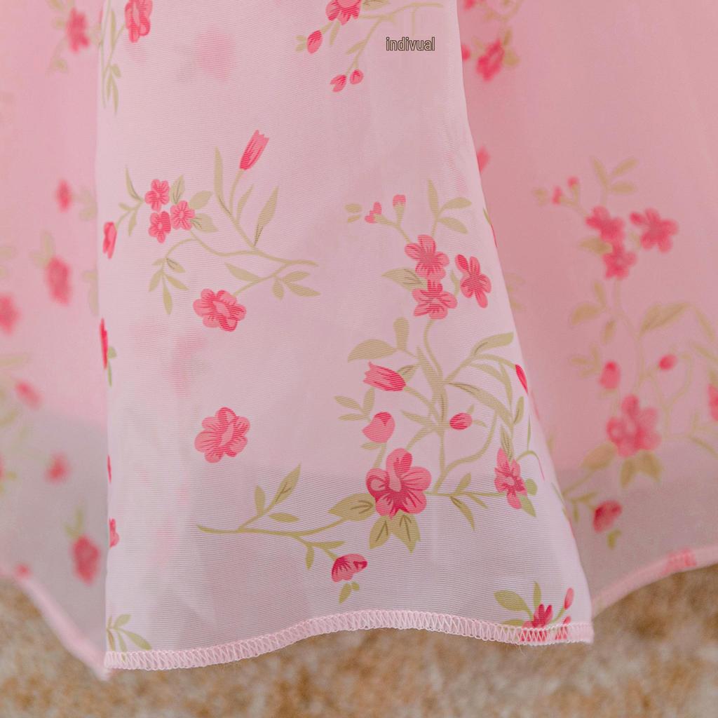 Einjähriges Blumenprinzessinnenkleid mit Puffärmeln und Mesh-Rock für Feiertagsaufführungen