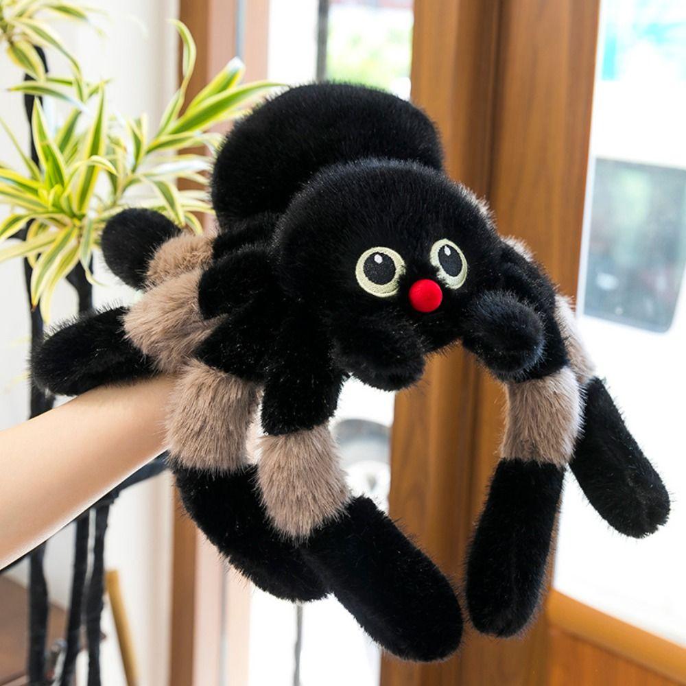 Holloween Decor Spider Stuffed Animal Toy Fluffy Black Crawling Pet Doll  Party Supplies